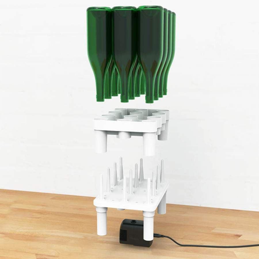 FastWasher 12 Beer Bottle Washer and Wine Bottle Cleaner | BOTTLES & RACKS NOT INCLUDED | General Purpose Rinser | Cleaner and Sanitizer System, Easy to Assemble - size: 12 Bottle Rack