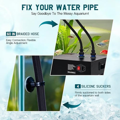 Albott 79 Gal Aquarium Water Chiller, 1/3 HP Fish Tank Chiller with Water Pump & 2 Pipes, Quiet Compressor Aquarium Cooler for Axolotl, Coral, Shrimp Tanks & Hydroponics, 110V Black - size: 1/3 HP