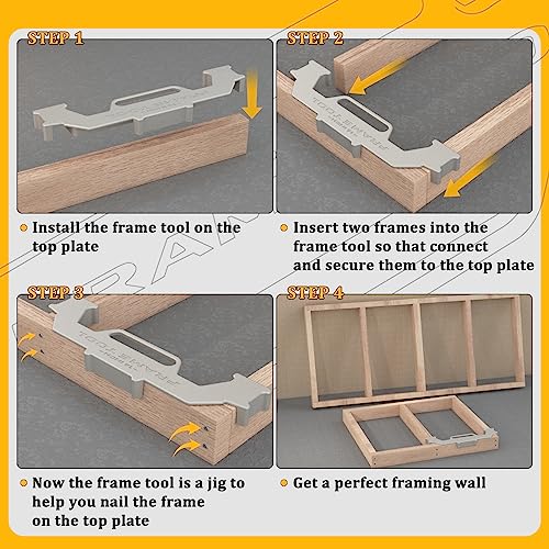 Framing Tools,16 Inch On-Center Stud Layout Tool,100% Cast Aluminum Framing Spacing Tool,Premium Wall Stud Framing Tool,Precision Measurement Jig Tool For Framing Wall (2 Pack) - size: 2 Pack