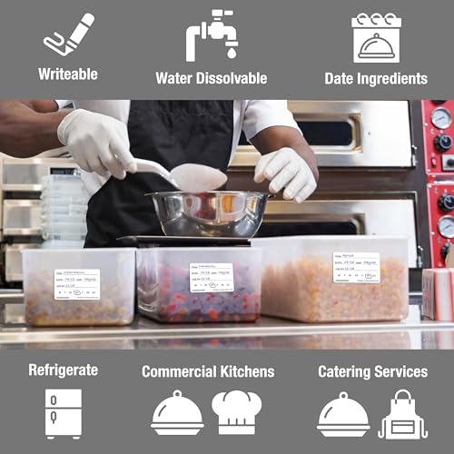 Dissolvable Food Labels, 2x3, Perfect for Commercial Kitchen, Restaurant, Catering Use, 250 Count