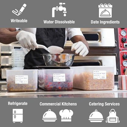 Dissolvable Food Labels, 2x3, Perfect for Commercial Kitchen, Restaurant, Catering Use, 250 Count