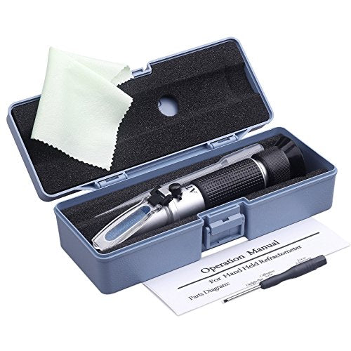 Brix Refractometer with ATC - Portable Digital Meter for Beer and Wine Brewing, Dual Scale-Brix 0-32% & Specific Gravity 1.000-1.130 - size: Brix Refractometer