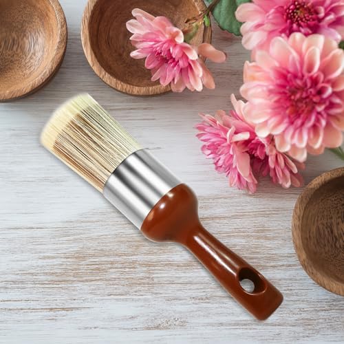 Horse Hair Brush for Leather and Furniture Salve - Durable Wax Brushing Tool with Comfortable Handle for Home Leather Cleaning （Long Handle） - size: Large