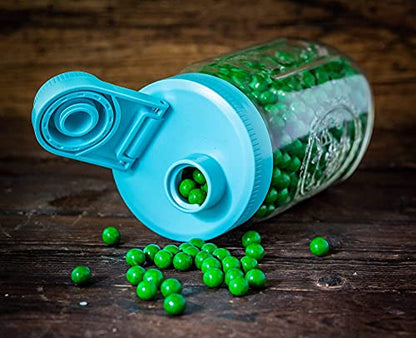 Mason Jar Lids Wide Mouth Plastic 4 pack-USA Made-Flip Cap Screw Top Pour Spout Drink Hole - Leak-proof for Kerr and Ball Canning Jars - Airtight for Drinks to Go and Controlled Pouring - Teal - color: Teal