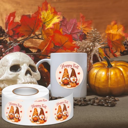 Louise Maelys 500 Pcs Happy Fall Stickers 1.5Inch Autumn Sticker Roll | Gift Wrapping, Thanksgiving Decor, Envelope Seals, Cards, DIY Crafts，Waterproof,Easy to Peel and Stick - color: Fall