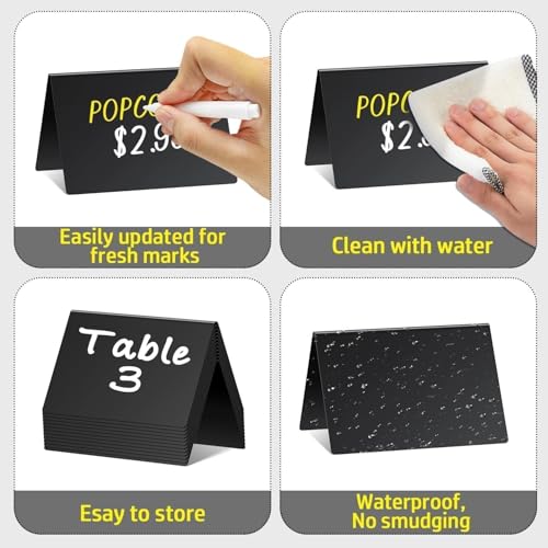 PigPotParty 4"x3" Mini Chalkboard Signs for Food, 12 Pcs Food Signs for Party Buffet, Small Chalk Board Food Labels, Table Place Cards, Wedding - Bakery - Birthday, Includes 2 Wet Erase Markers - style: Plastic V-12 (Indoor)