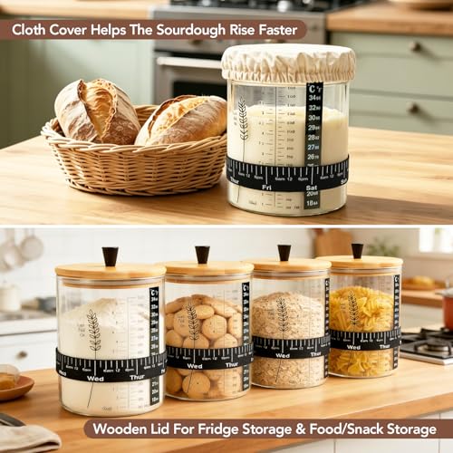 50oz Sourdough Starter Jar Kit, Wide Mouth Sourdough Jar | Sourdough Starter Kit & Sourdough Bread Baking Supplies, Sour Dough Starter Jars for Beginners and Pro(1 Pack) - size: Wide mouth- 1 Pack