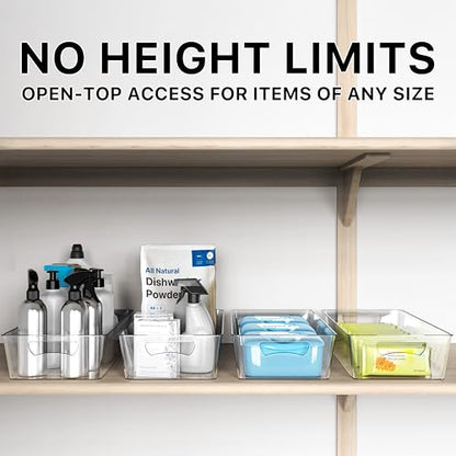 Simple Houseware 4 Pcs Kitchen Clear Bin Storage Organizer, 15" x 8" x 3.75" - size: 4 Pack - 15 x 8 x 3.75