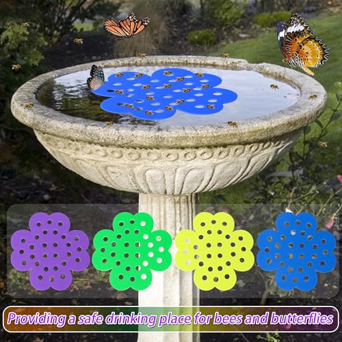 4 Pack Floating Bee Island 6.3 Inch Floating Bee Watering Station Use for Bee Cups for Garden Bee Insect Waterer and Butterfly Water Stations for Outdoor Garden Décor Thirsty Pollinators