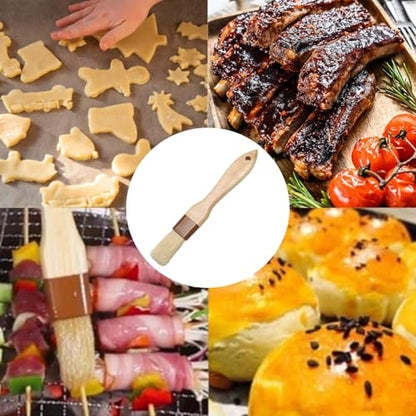 1 Inch Pastry Brushes for Baking, Natural Bristle Basting Brush, Kitchen Oil Brushes for Cooking, BBQ Sauce, Butter(1 Inch)