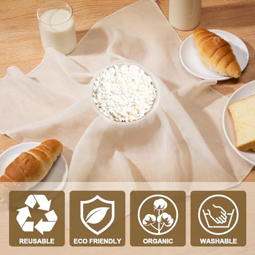 Amrules Cheese Cloths for Straining, 4PCS 36x36 Inch Grade 100 Cheese Cloth, Reusable Washable Unbleached Pure Cotton Cheesecloth for Cooking and Cheese Making with Hemmed Edge - size: 36x36 Inch - 4 PC