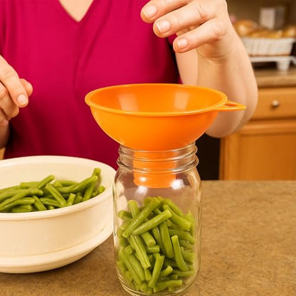 Nuogo 6 Pcs Wide Mouth Canning Funnels for Mason Jars, Making Valentines Funnel Cake, Filling Bottles Wide Multipurpose Plastic Funnels for Freeze-Dried Foods, Resin, Kitchen Use