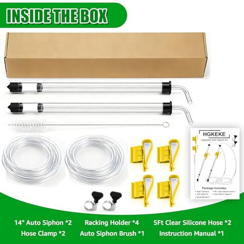2Pcs 14” Auto Siphon Beer Bottle Siphon Pump with 5Ft Clear Silicone Wine & Liquid Siphoning Pump, Effortless Bottling Fermentation Mead for HomeBrew Gallon Jugs Kit Wine Making Kit