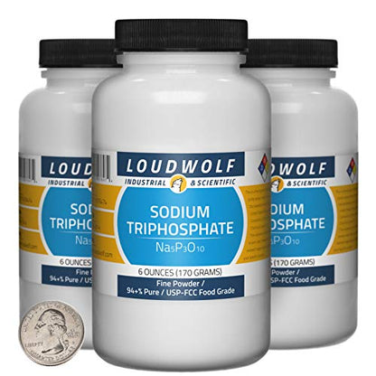 Sodium Triphosphate / 1.1 Pounds / 3 Bottles / 94+% Pure USP-FCC Food Grade/Fine Powder - size: 1.1 Pounds in 3 Bottles
