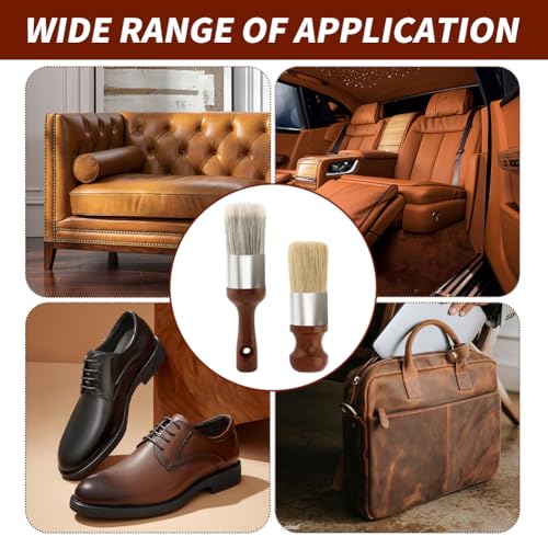 2 Pcs Salve Brush for Furniture,Leather & Wood Furniture Salve Brush Wa-x Brushing Tool with Comfortable Handle & Soft Bristles for Furniture Car Seats Jackets Shoes Cleaning Maintenance
