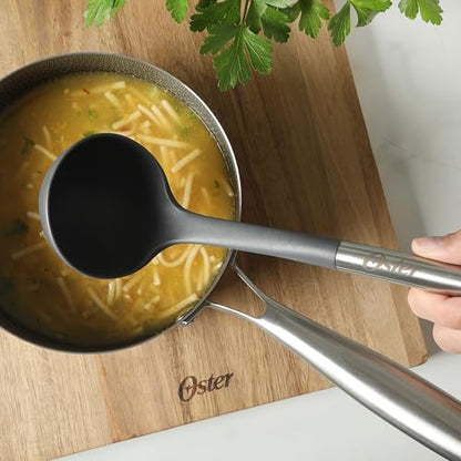 Oster Chadswyck 13” Cooking Ladle, Heat Resistant Silicone Head, Stainless Steel Handle, Safe for Nonstick Cookware, Dishwasher Safe - color: Chadswyck (13" Ladle)