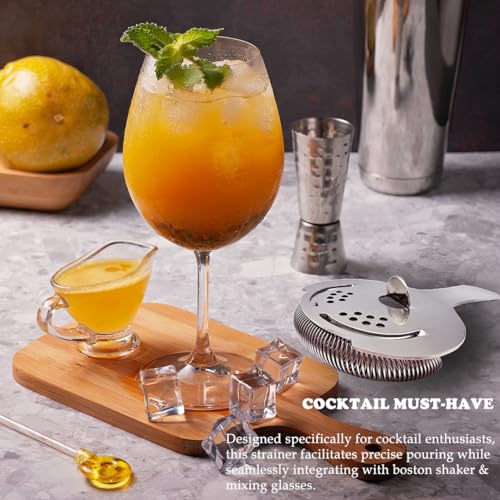 Hawthorne Strainer for Cocktails 2 Prong Bar Strainer with Removable Spring Stainless Steel Mixed Drink Strainer for Bartending - color: Silver
