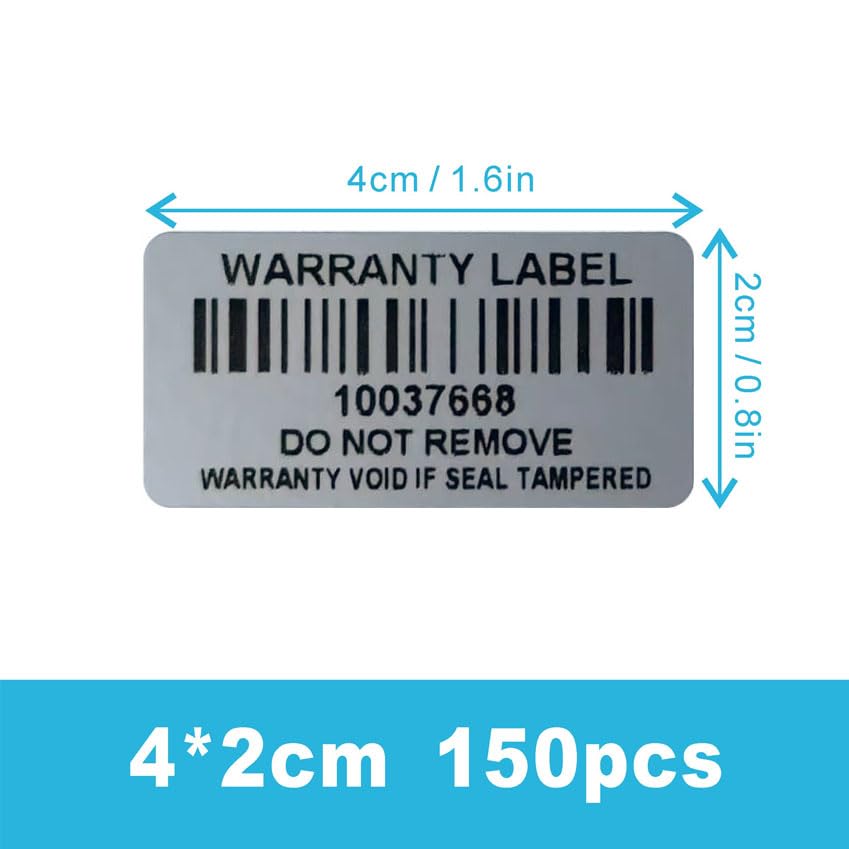 Tamper Evident Proof Barcode Stickers with Individual Serial Number Security Warranty Void Sticker,Sealing Label for Package(150pcs 1.6x0.8 inches,Matte Silver) - style: silver4x2cm