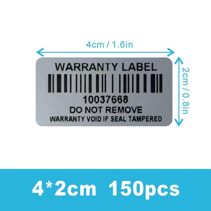 Tamper Evident Proof Barcode Stickers with Individual Serial Number Security Warranty Void Sticker,Sealing Label for Package(150pcs 1.6x0.8 inches,Matte Silver) - style: silver4x2cm