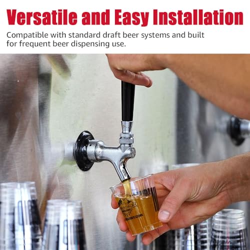 MRbrew Beer Faucet, Stainless Steel Draft Beer Tap for Kegerator, Beer Tower, with Handle & Plug