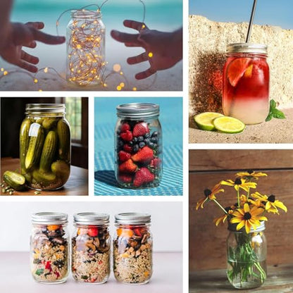 Glyntrof 32 oz Mason Jars Wide Mouth with Airtight Lids, 1 Quart Glass Canning Jar for Fermenting, Pickling and Food Storage, Pack of 12 - color: 32oz-12 pcs