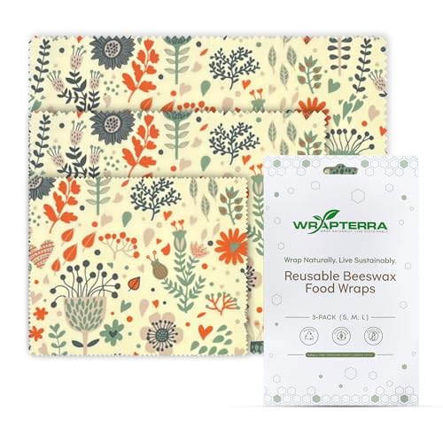 Beeswax Wraps for Food - Reusable & Moldable Bees Wax Covers for Bowls, Fruits, Cheese - Natural Food Storage Alternative to Aluminum Foil & Plastic Wrapping - Small, Medium, Large - 3-Pack