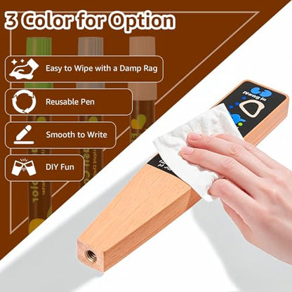 2PCS Wood Beer Tap Handle Keg Handle 3/8"-16 UNC thread Keg Tap Handle Beech Tap Handles for Kegerator Beer Faucet with 3PCS Pen - size: 2PCS-Beech Wood Handles