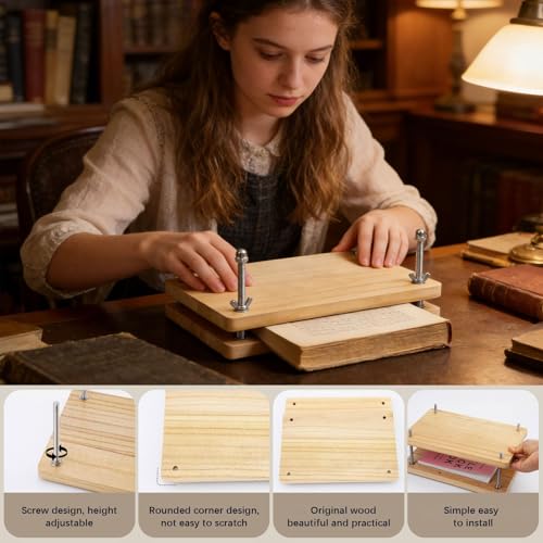Professional Wooden Book Press with Steel Bolts for Binding and Restoration Cheese Press