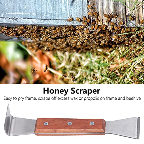 Beekeeper Scraper Tool, Frame Honey Scraper Beehive Scraper Lifter Stainless Steel Uncapping Knife with Wood Handle Practical Beekeeping Equipment
