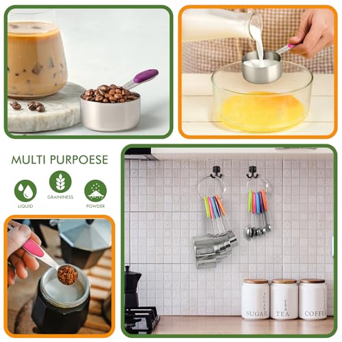 HOTEC 10-Pack Measuring Cups &Spoons Set, Kitchen Gadagets Cooking Baking, Measuring Spoons, Heavy Duty & Dishwasher Safe for Dry and Liquid Ingredients, Multicolor - color: Multicolor