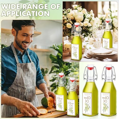 Havawish 16 Pcs 8 oz Mini Olive Oil Bottles Homemade Swing Top Clear Flip Top Bottles with Airtight Lids Labels for Storing Homemade Olive Oil Wedding Baby Shower Favors(Square) - style: Square