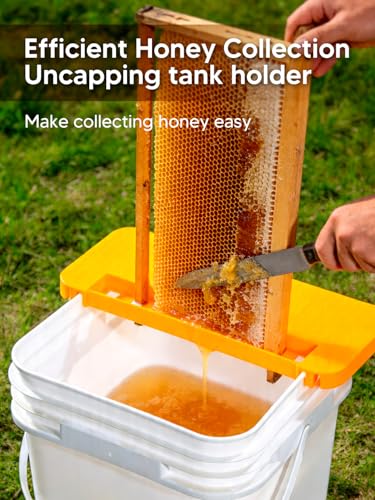 Duesu Honey Uncapping Tank Holder for 5 Gallon Round and Square Buckets | Honey Harvesting Equipment, Easy Clean Honey Uncapping Tank Bucket Scraper for Beekeeping Hive Frames Cleaning