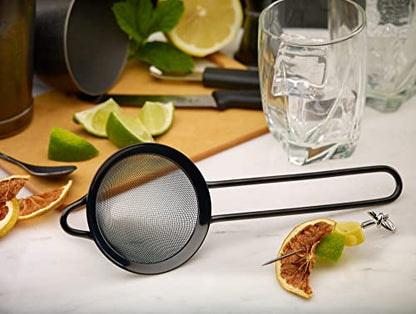 Barfly Fine Mesh Strainer, 3 1/2" Diam. Bowl, Gun Metal Black