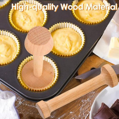Double Sided Wooden Tart Tamper Set Tart Pan Wooden Molds Egg Tarts Tamper Pastry Tools DIY Baking Shaping Kitchen Tool