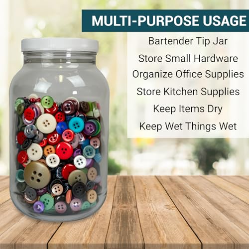 1 Gallon Large Plastic Jar with Lid (1 Pack) - Food Safe & Air Tight - Clear Storage Gallon Container with Lid - Wide Mouth Food Storage Containers - Large Candy Jar for Kitchen & Pantry Organization - size: 1 Pack