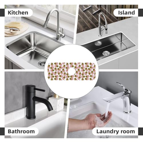 Fries Faucet Mat For Kitchen Sink, Absorbent Countertop Protector, Quick Dry Sink Splash Guard Pad, Waterproof Draining Mat 15" X 5.5" - color: Style 5