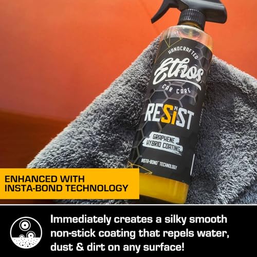 Ethos RESIST Graphene Spray Coating for Cars – Graphene Ceramic Coating Spray, Extreme Hydrophobic Protection, Gloss Enhancement, Ceramic Coating for Cars (16oz) - color: 16oz