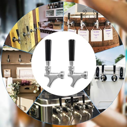 2Pcs Draft Keg Tap Beer Faucet, Stainless Steel Core Polished Brass Kegerator Faucets with Handle, Keg Faucet Fits American Standard Beer Shanks and Towers