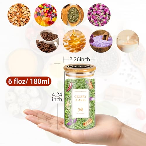 BGraceyy Spice Jars with Labels, 30Pcs 6oz Glass Spice Jars with Bamboo Lids, Minimalist Stackable Airtight Spice Containers with 426 labels for Kitchen Seasoning, Tea, Herbs, Coffee, Sugar,Shells - size: 6 oz 30 pcs