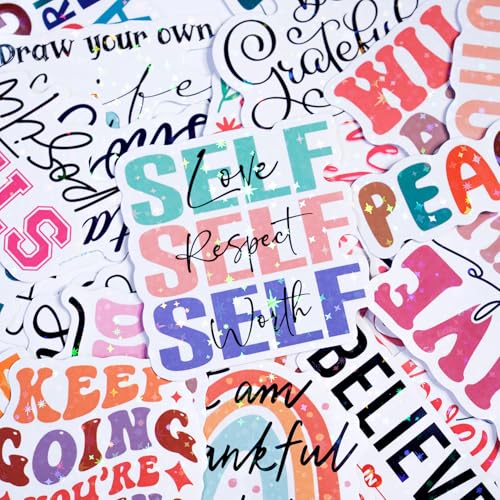 50 Holographic Motivational Quote Stickers – Inspirational Positive Life Affirmations for Scrapbook, Laptop, Water Bottle, Journal – Uplifting Quotes for Self-Care, Encouragement, Daily Motivation - color: Holographic Quotes