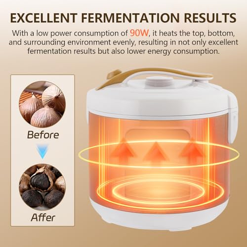 6L Black Garlic Fermenter 90W Automatic Intelligent Fermentation Box with Inner Pot and Garlic Shelf, 7-12 Days Black Garlic Sweet Rice Wine Maker Natto Yogurt Fermentation Pot 110V 60HZ
