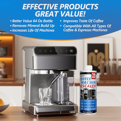4 Pack Coffee Machine Descaler Descaling Solution -16 Uses,Descaling Solution for Descaling Solution for Keurig, Nespresso, Delonghi,Espresso Machines - size: 64 oz-Liquid