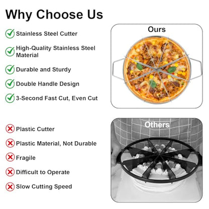 8-Slice Cake Cutter Press, Stainless Steel Round Pie Divider with Side Handles Pie & Cheesecake Slicer Marker Pizza Cutting Baking Tool for Uniform Portions Bakeries and Home Use - style: 8-grid cake cutter