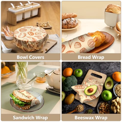 Beeswax Wraps for Food Roll(13x39inch), Organic Beeswax Wrap Beeswax Food Wraps Reusable Food Wrap Sustainable Beeswax Paper Beeswax Sandwich Wrap Beeswax Storage Cloth (Bread) - color: Brown