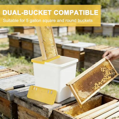 HIMO Honey Uncapping Tank Holder, Beekeeping Honeycomb Scraper Tool, Yellow Honeycomb Frame Support, Compatible with Square and Round Containers, Durable Plastic Honeycomb Frame - color: Yellow-1pc