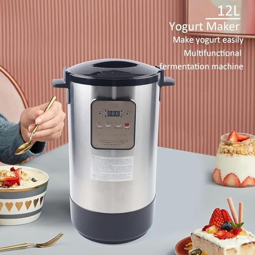 Commercial Fermentation Machine 12L, Automatic Fermenter with LCD Display & Intelligent Temp Control, Stainless Steel Inner Pot for Yogurt, Black Garlic & Natto