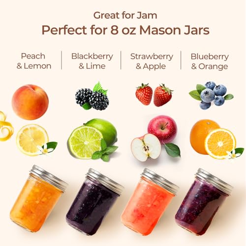 ComSaf 8 oz Mason Jars Bulk Set, 12 Pack Small Regular Mouth Jars with Lids | BPA-Free Materials, Half-Pint Portions, Small Jam, Jelly, Honey Sample, Spice Rack, DIY Candles, For Big Canning Project - size: 8oz*12 regular mough