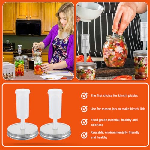 Fermenter Jar Lids Kit for Wide Mouth Mason Jars 87mm Diameter with Airlock Fermenting Lid and Pickles Making Accessories for Home Canning and Preserving Random Color
