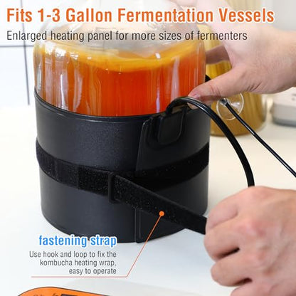 Kombucha Heating Wrap, Kombucha Jar Heat Wrap with Digital Temperature Control and Timing Function, Fermentation Heater Carboy Warmer Fits Most Fermenter Vessels 1 to 3 Gallons
