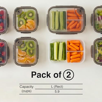 BPA-Free Plastic Airtight Food Storage Containers with Vented Lids, 2-Pack (5.9 Cups Each) for Meal Prep and Leftovers - size: Pack of 2 (5.9 Cup)
